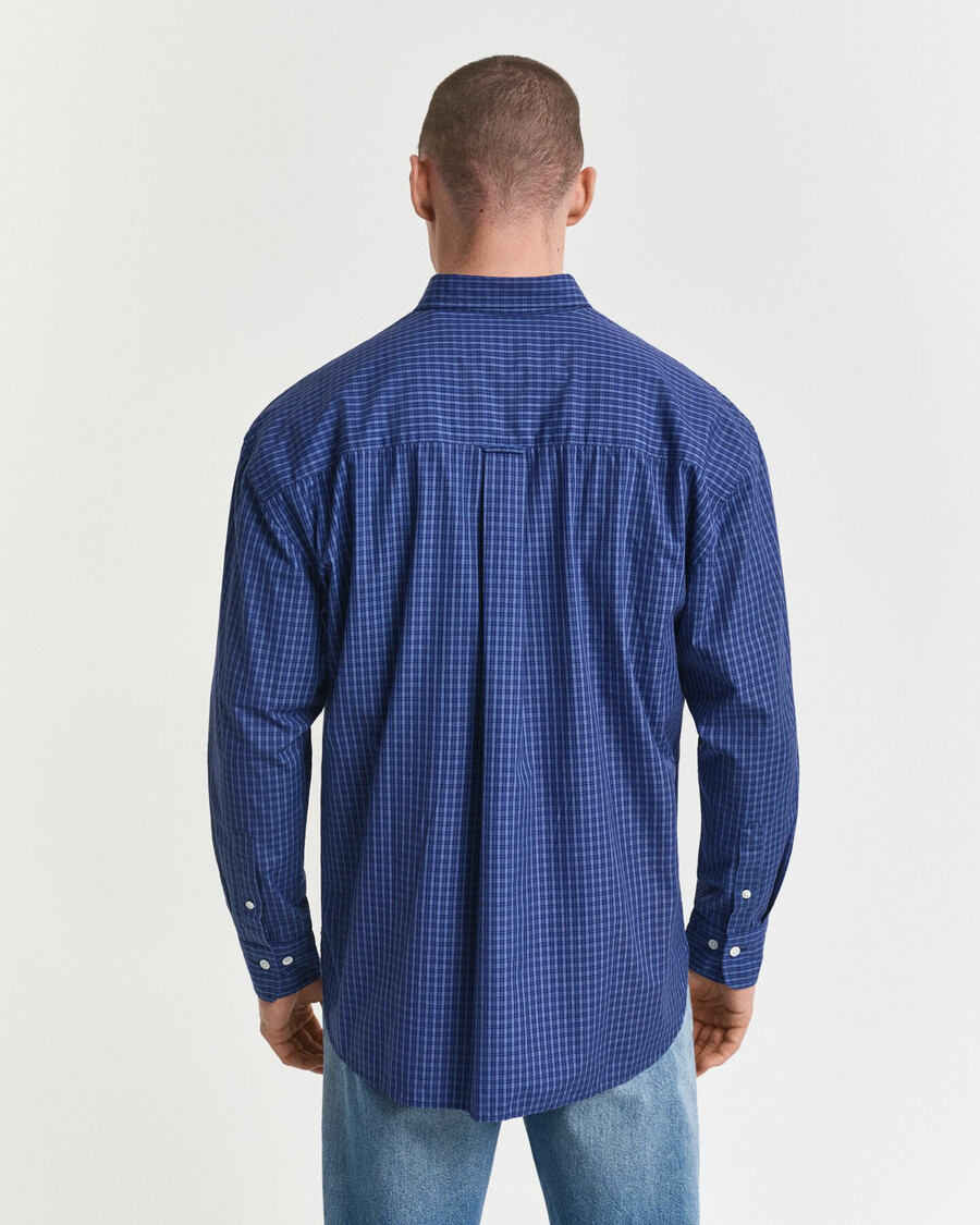 oversized micro checked poplin shirt - persian blue