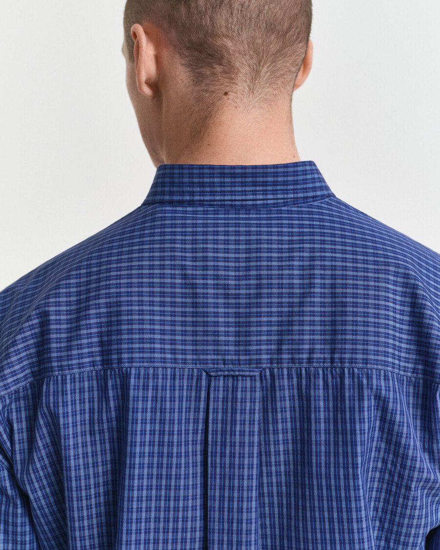 oversized micro checked poplin shirt - persian blue