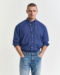 oversized micro checked poplin shirt - persian blue