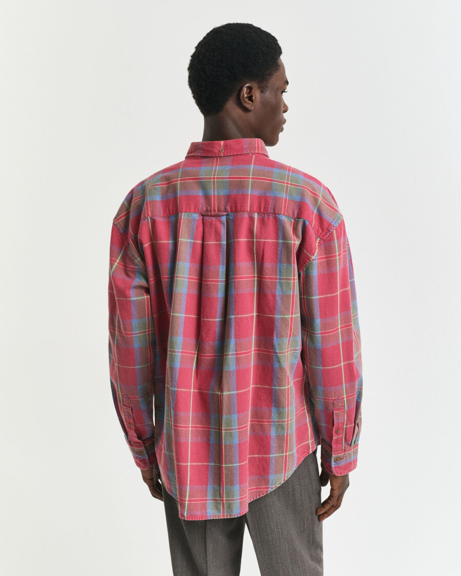 oversized washed twill checked shirt - modern rust