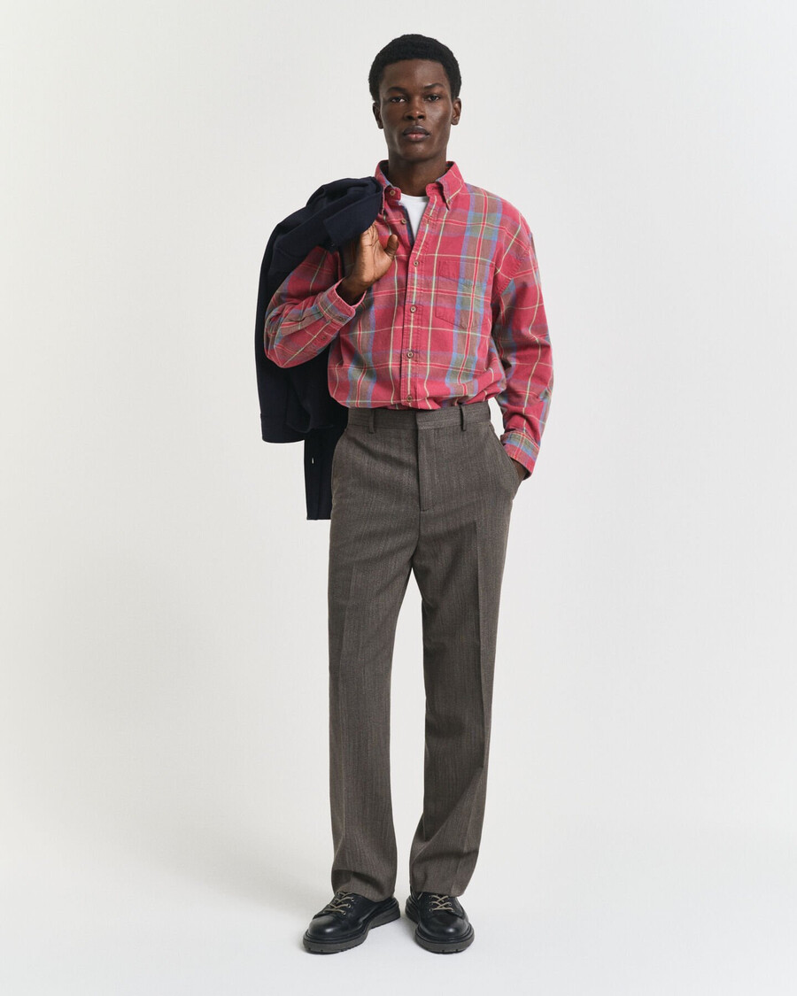 oversized washed twill checked shirt - modern rust