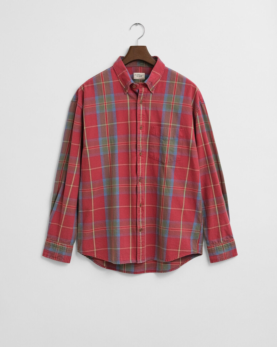 oversized washed twill checked shirt - modern rust