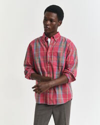 oversized washed twill checked shirt - modern rust