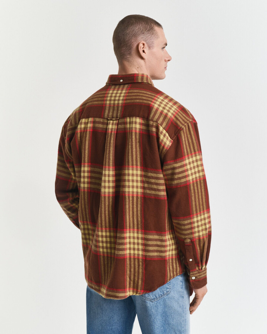 oversized flannel twill shirt - mahogany brown