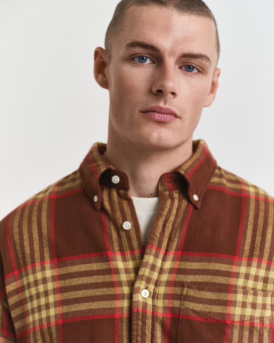 oversized flannel twill shirt - mahogany brown