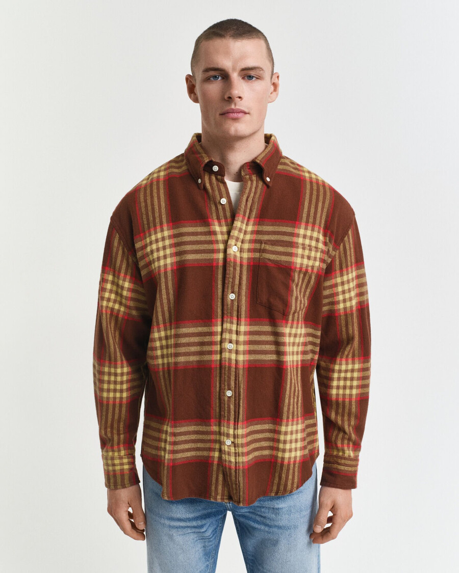 oversized flannel twill shirt - mahogany brown