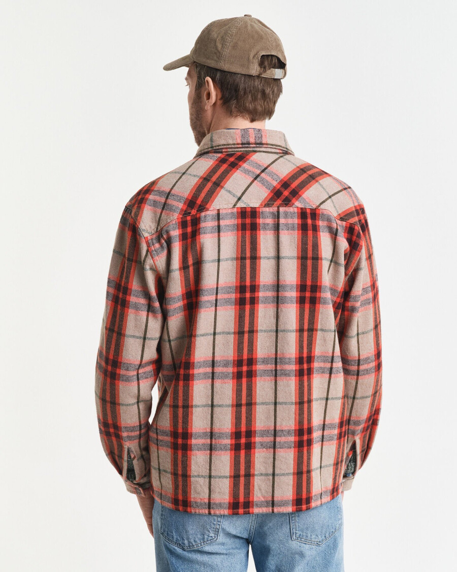 relaxed fit checked overshirt - deep orange