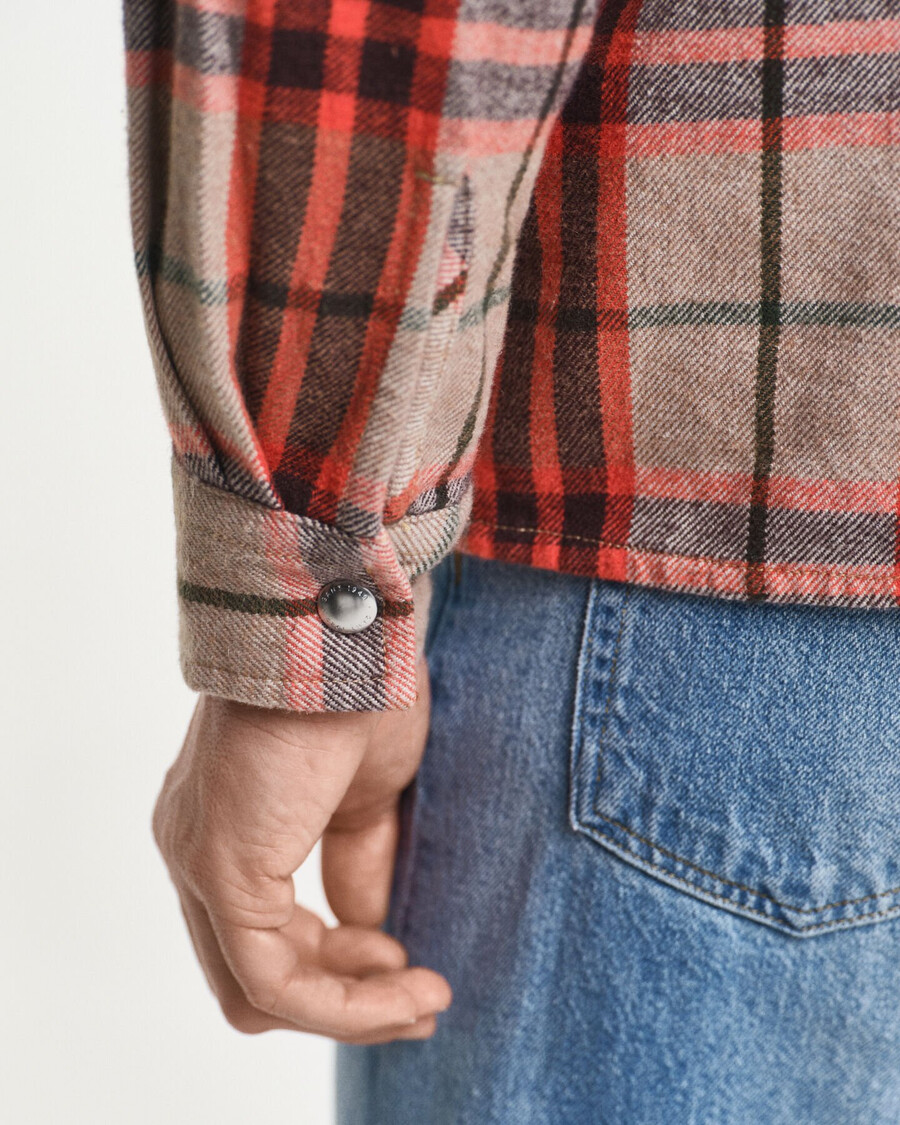 relaxed fit checked overshirt - deep orange