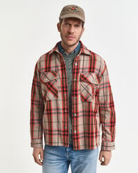 relaxed fit checked overshirt - deep orange