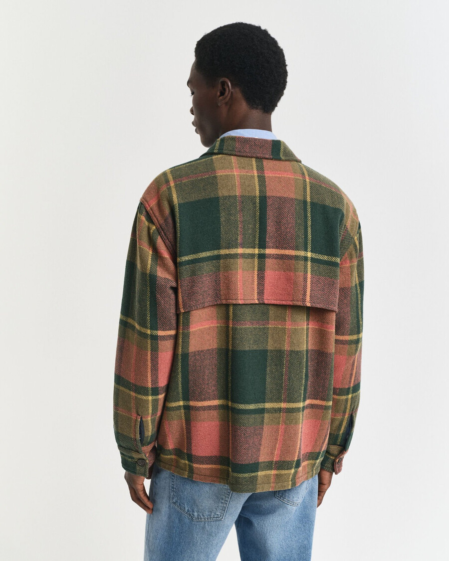 relaxed fit checked heavy wool shirt - country green