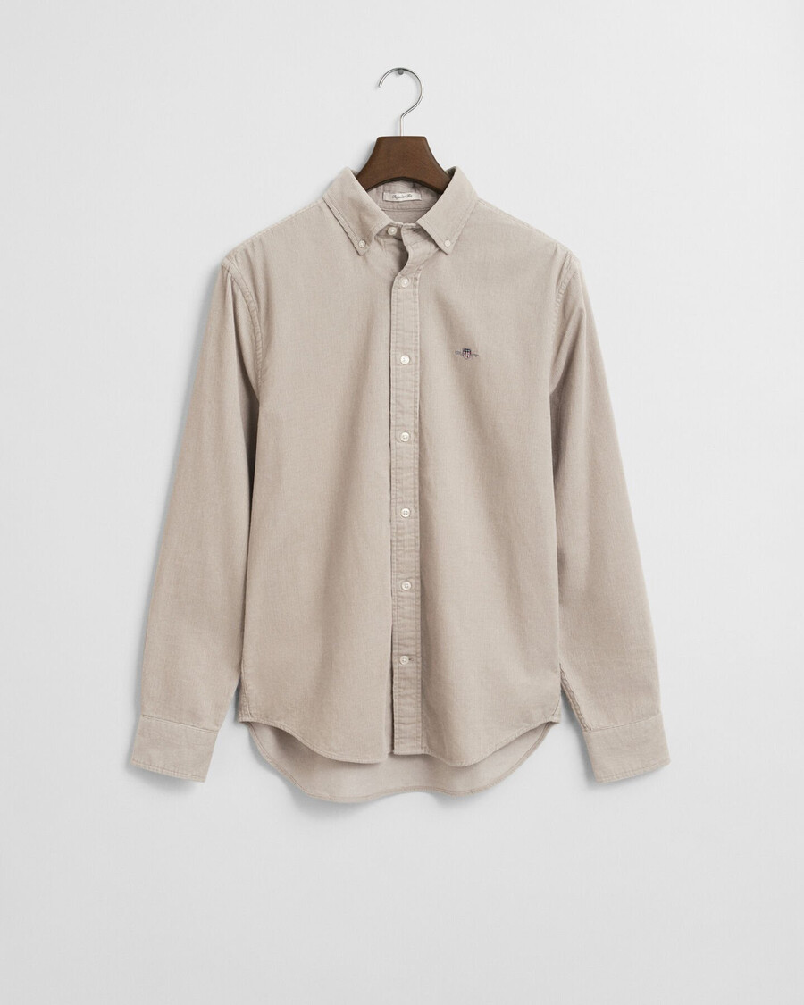 regular fit cotton corduroy shirt - greige