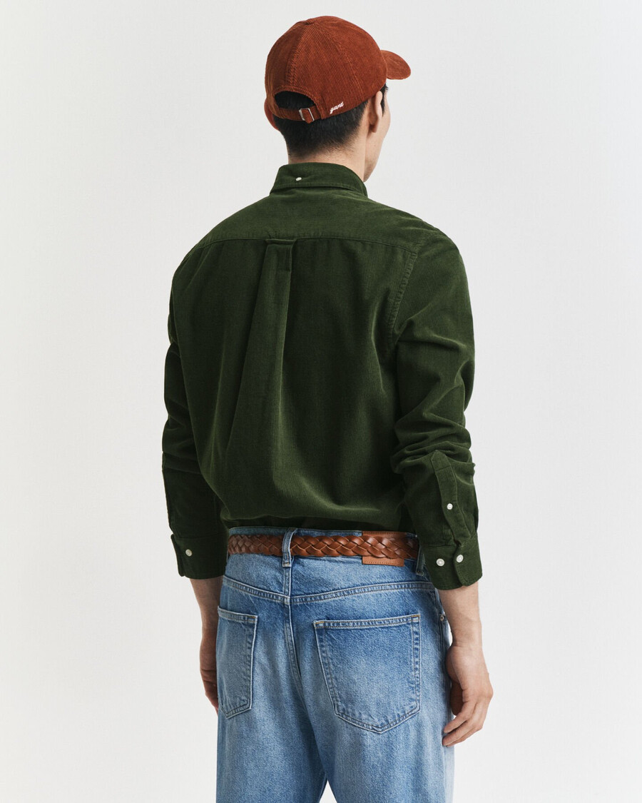 regular fit cotton corduroy shirt - country green