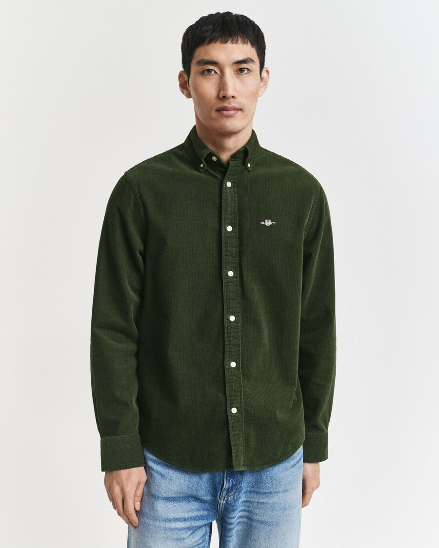 regular fit cotton corduroy shirt - country green