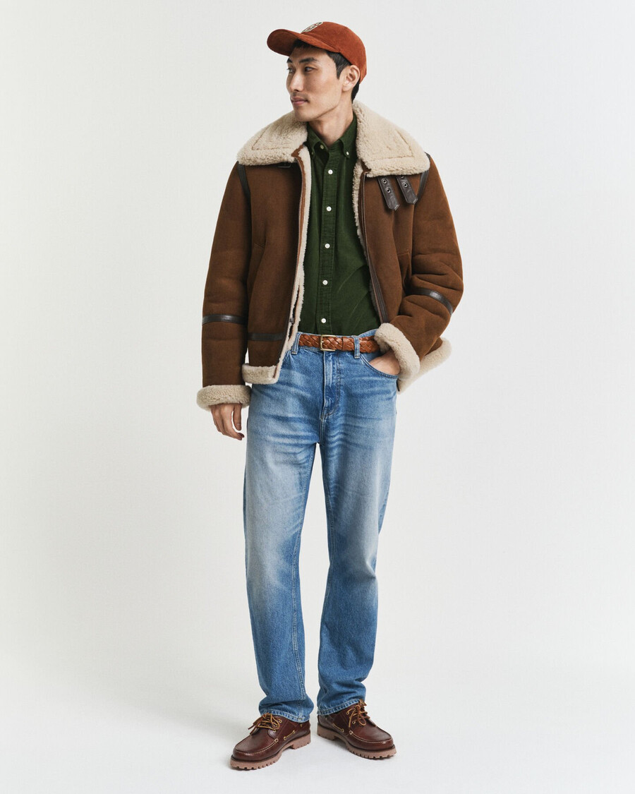 regular fit cotton corduroy shirt - country green