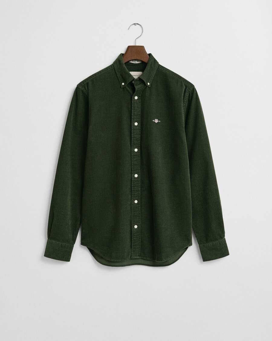 regular fit cotton corduroy shirt - country green