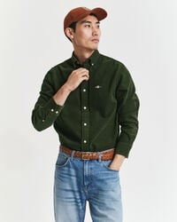regular fit cotton corduroy shirt - country green