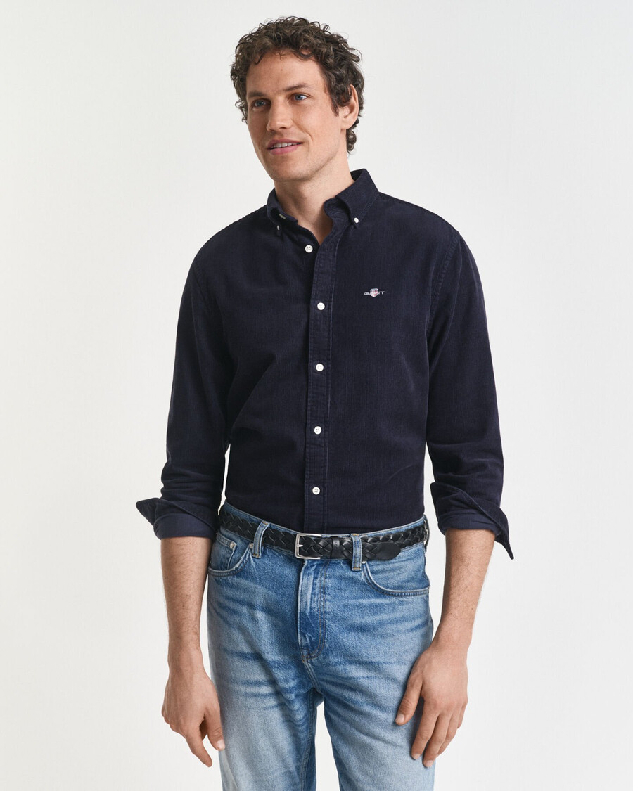 regular fit cotton corduroy shirt - evening blue
