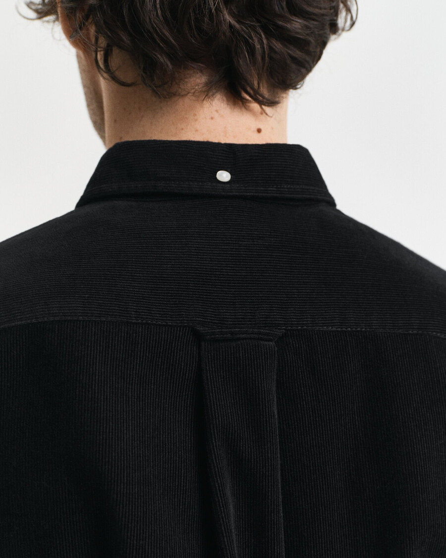 regular fit cotton corduroy shirt - black