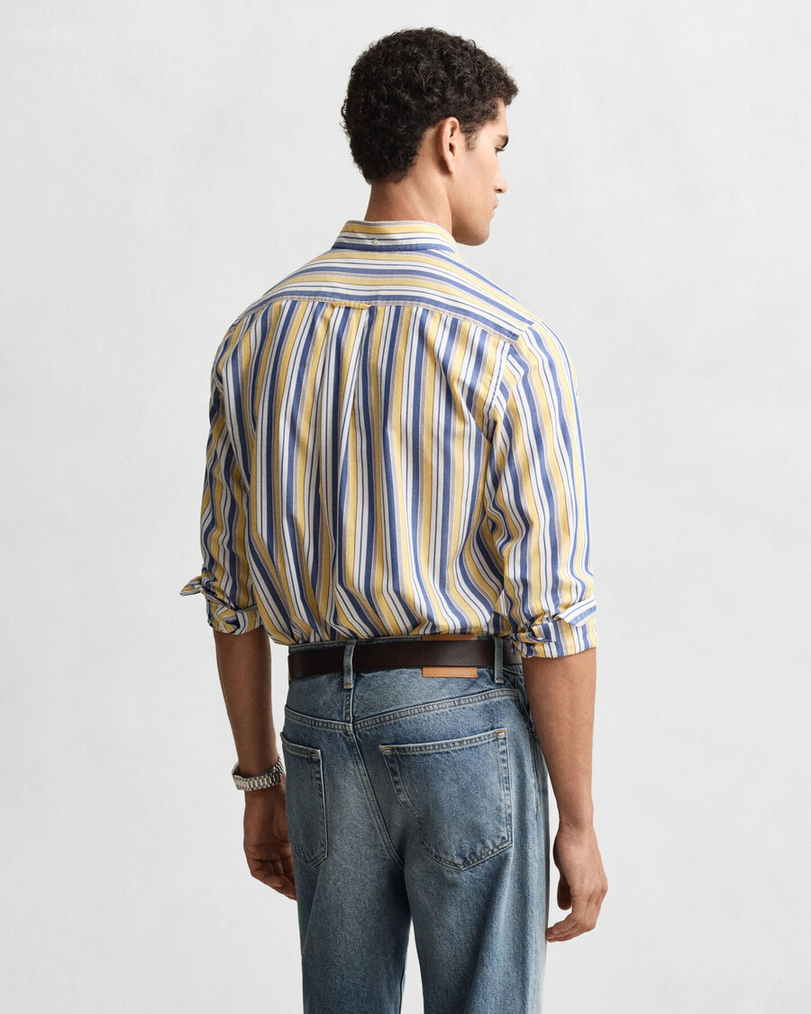 regular fit striped poplin shirt - faded sunset