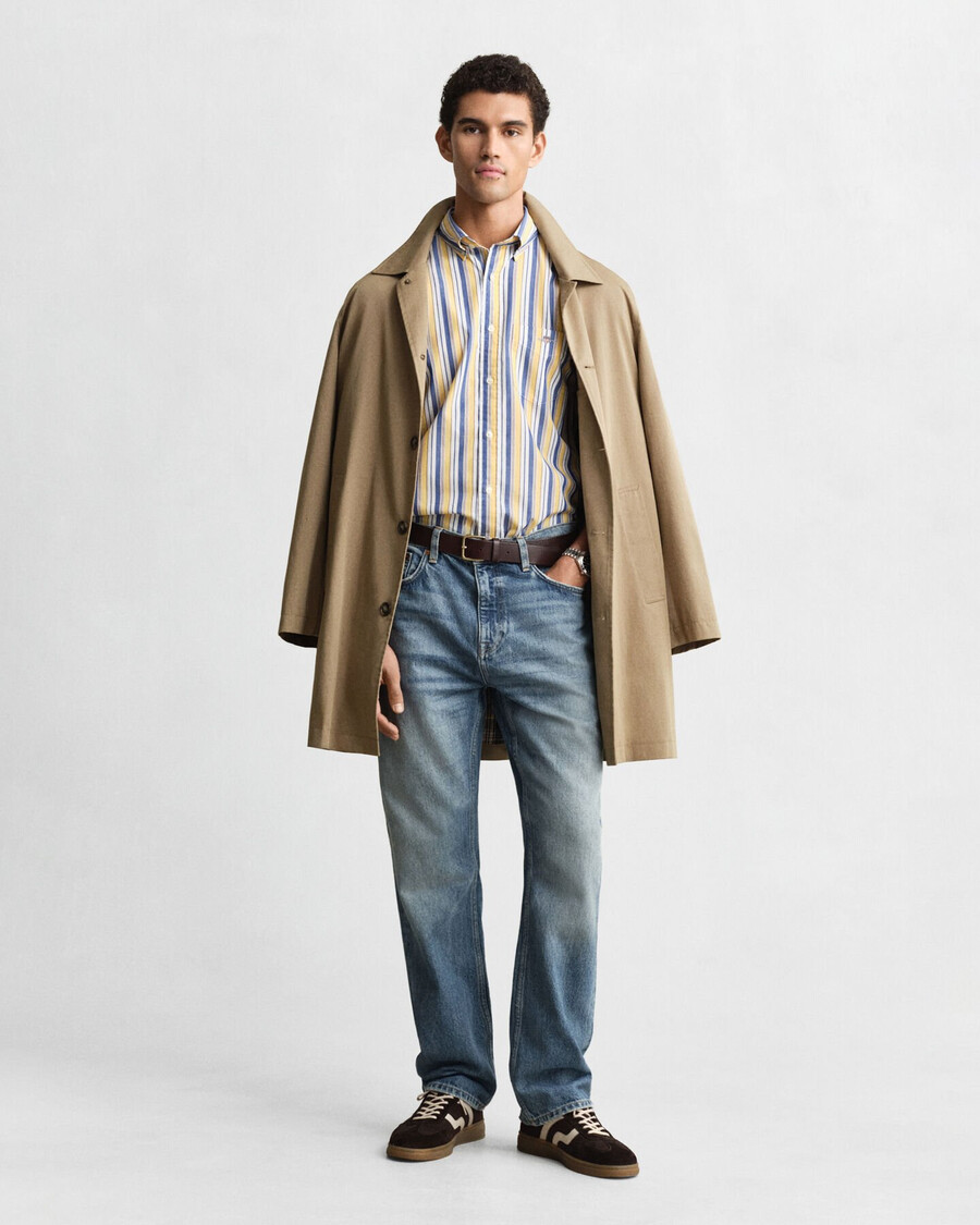 regular fit striped poplin shirt - faded sunset