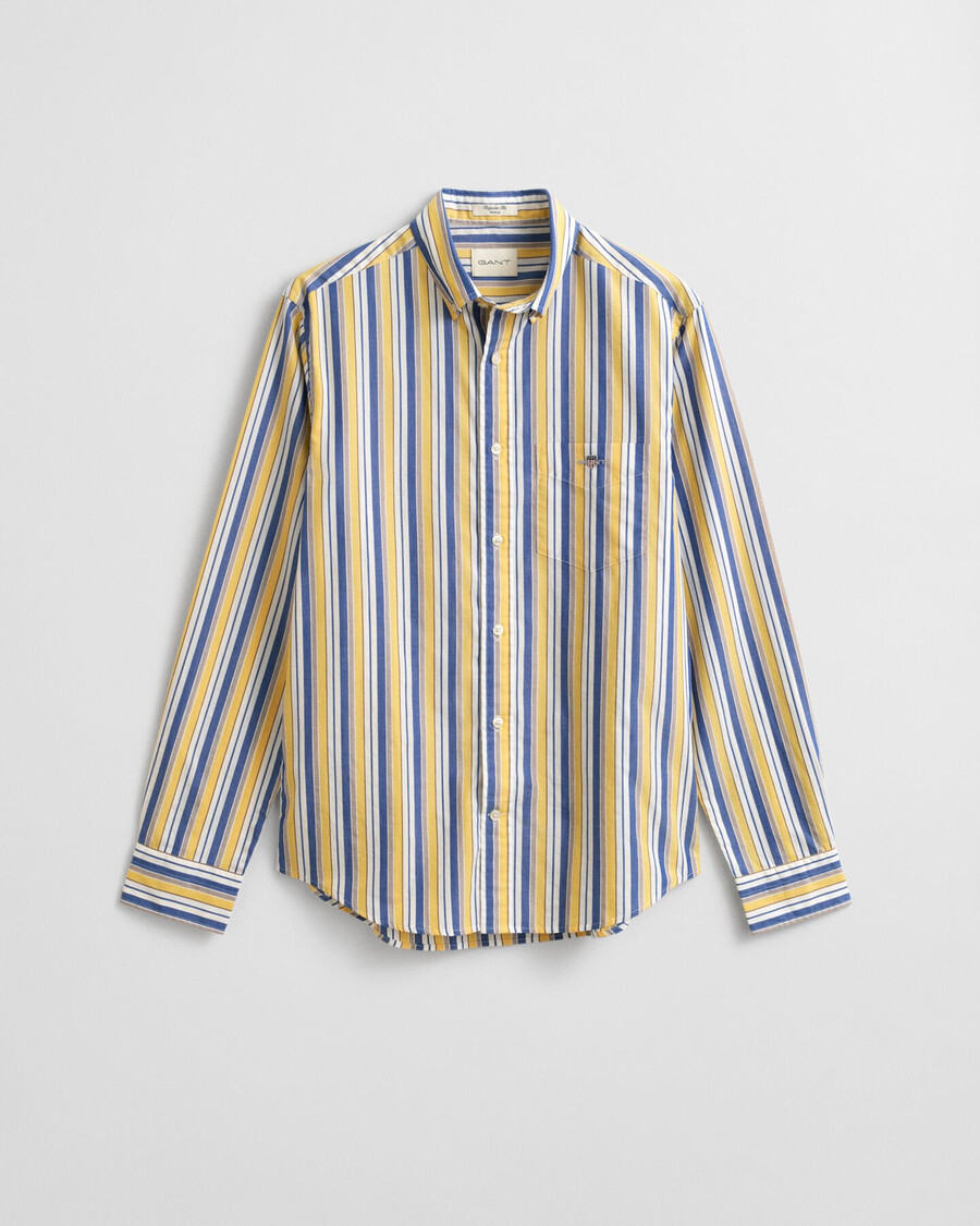 regular fit striped poplin shirt - faded sunset