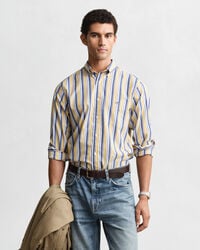 regular fit striped poplin shirt - faded sunset
