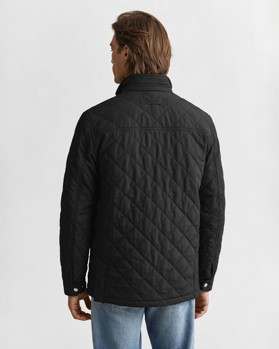 quilted windcheater midlength jacket - black