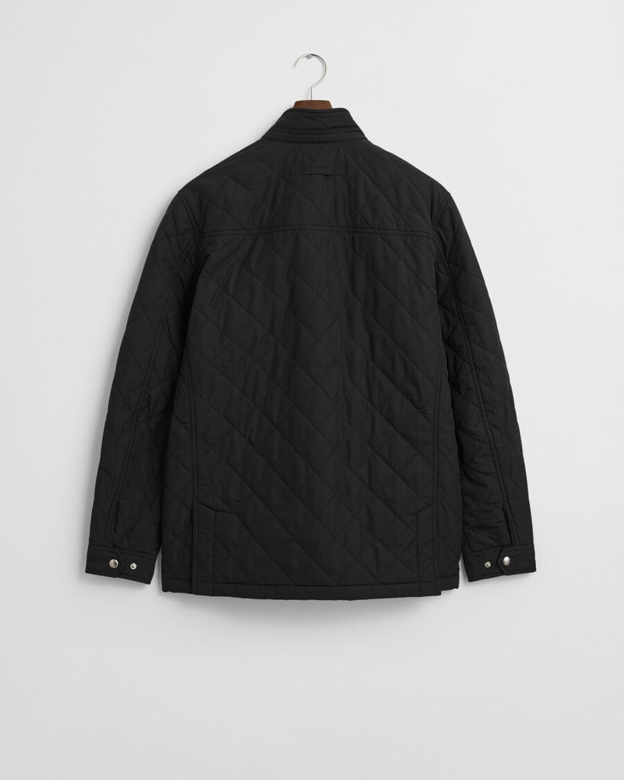 quilted windcheater midlength jacket - black