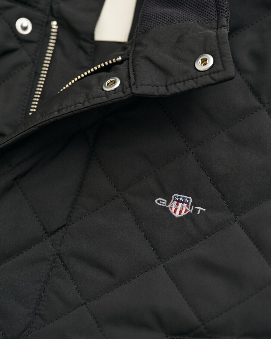 quilted windcheater midlength jacket - black