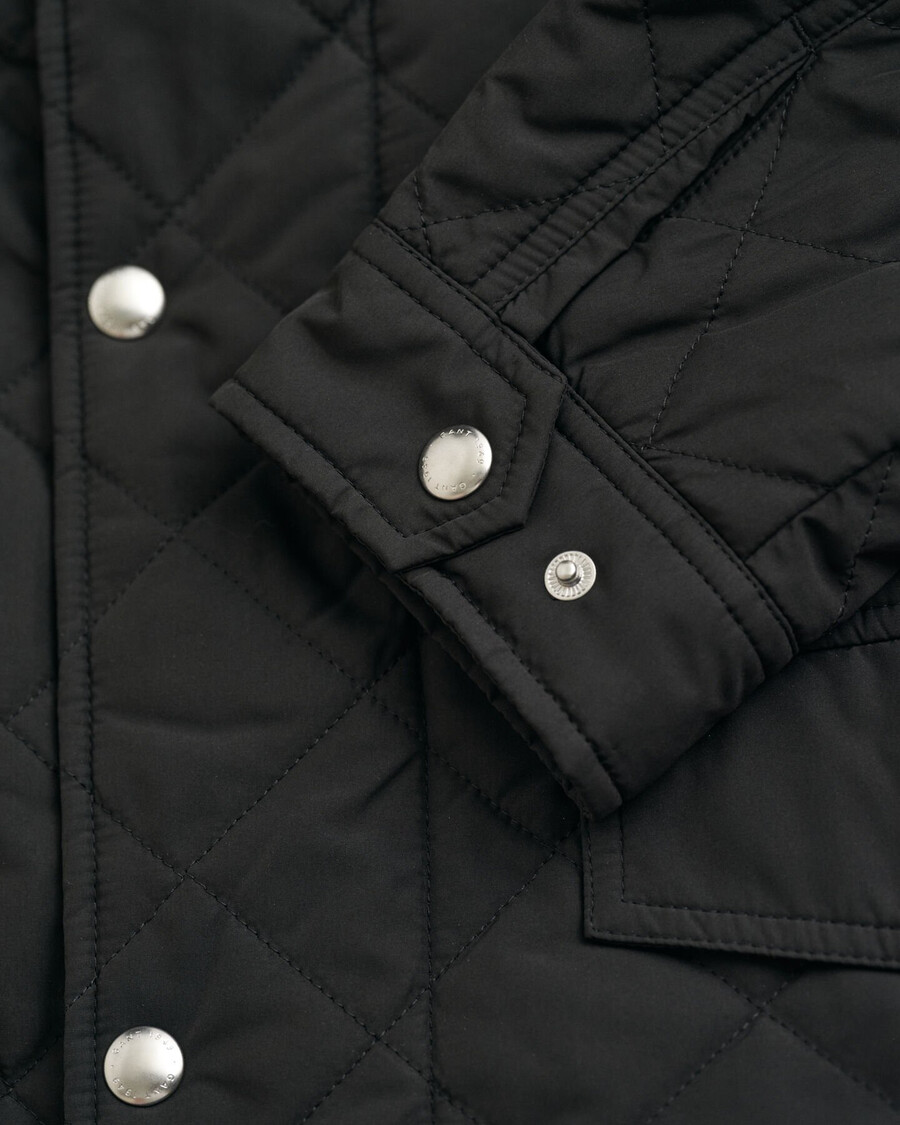 quilted windcheater midlength jacket - black