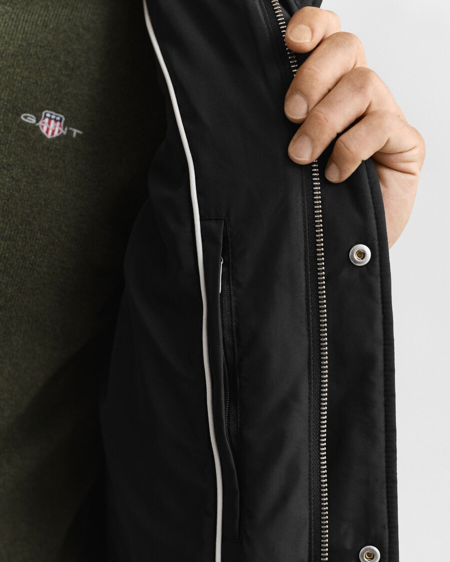 quilted windcheater midlength jacket - black