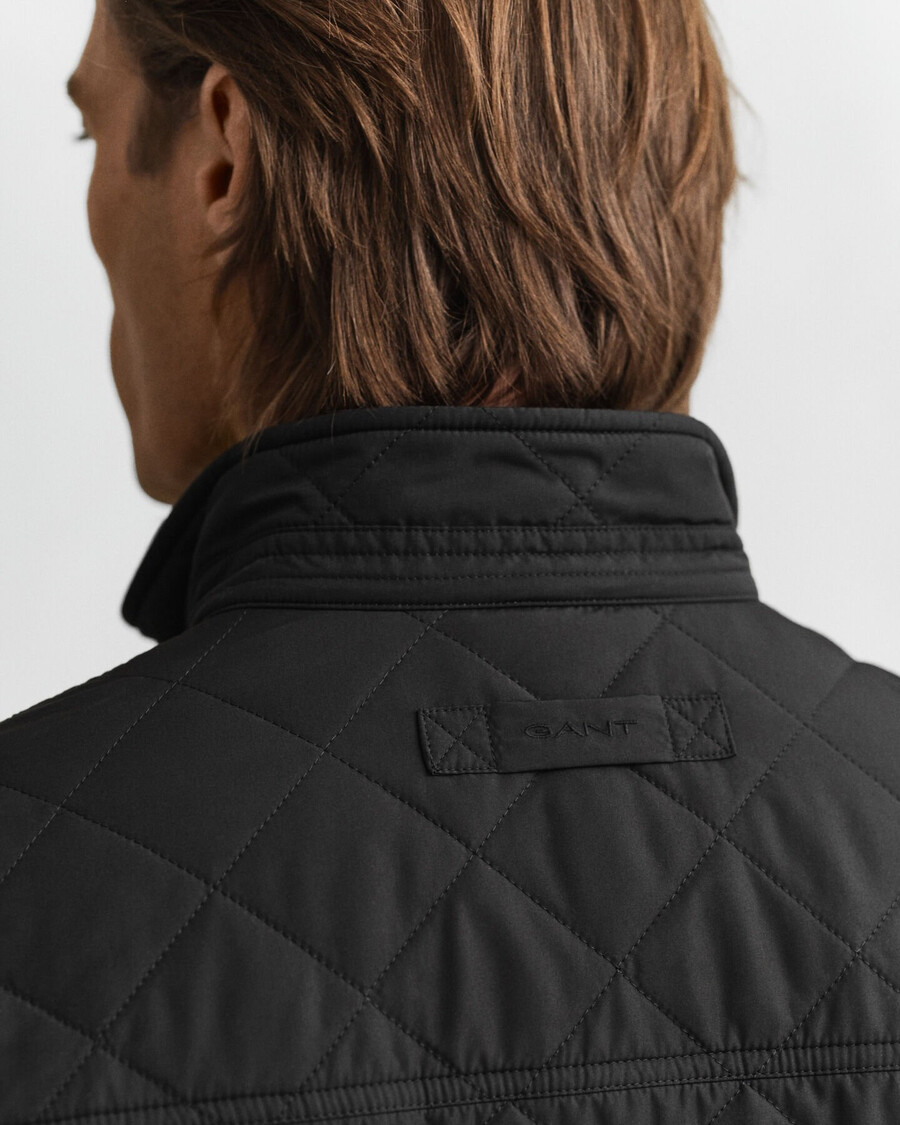 quilted windcheater midlength jacket - black