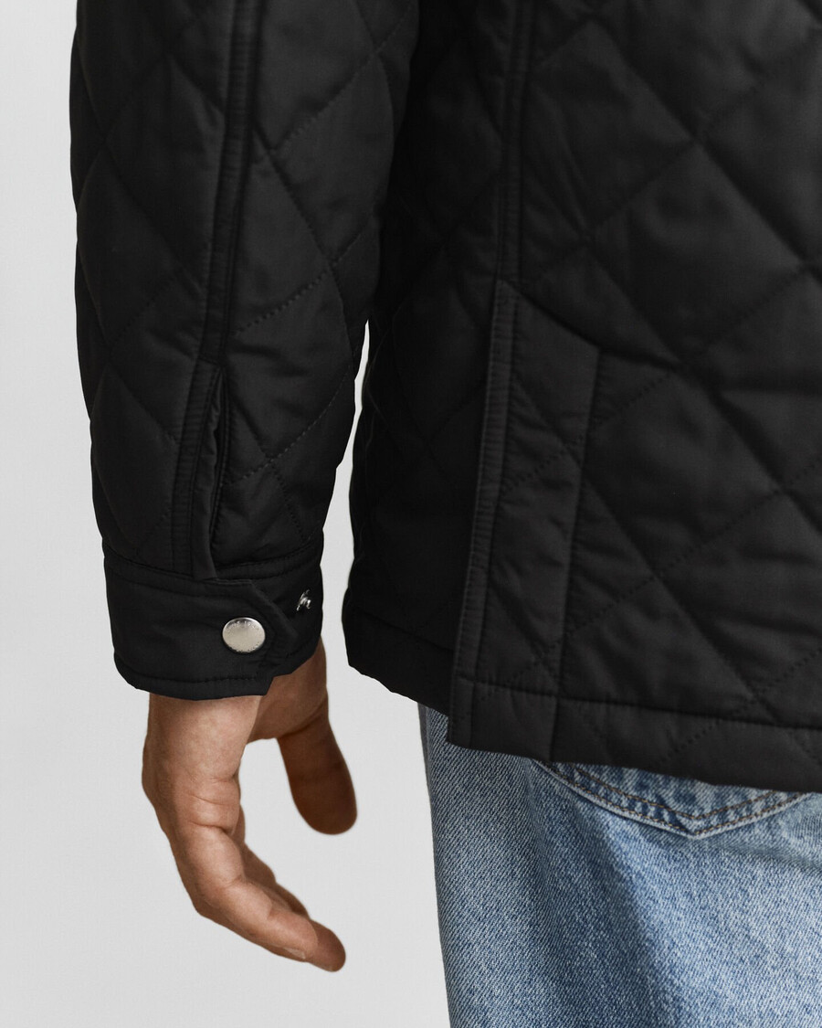 quilted windcheater midlength jacket - black