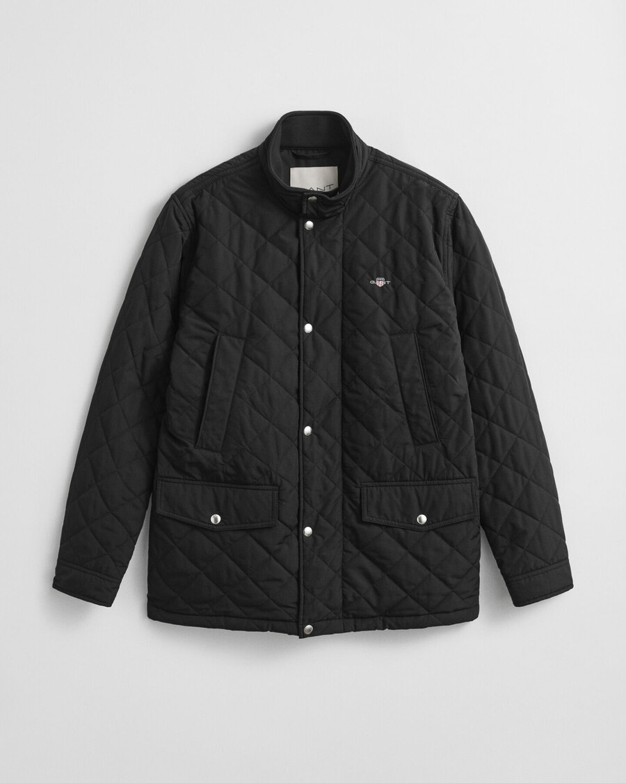 quilted windcheater midlength jacket - black