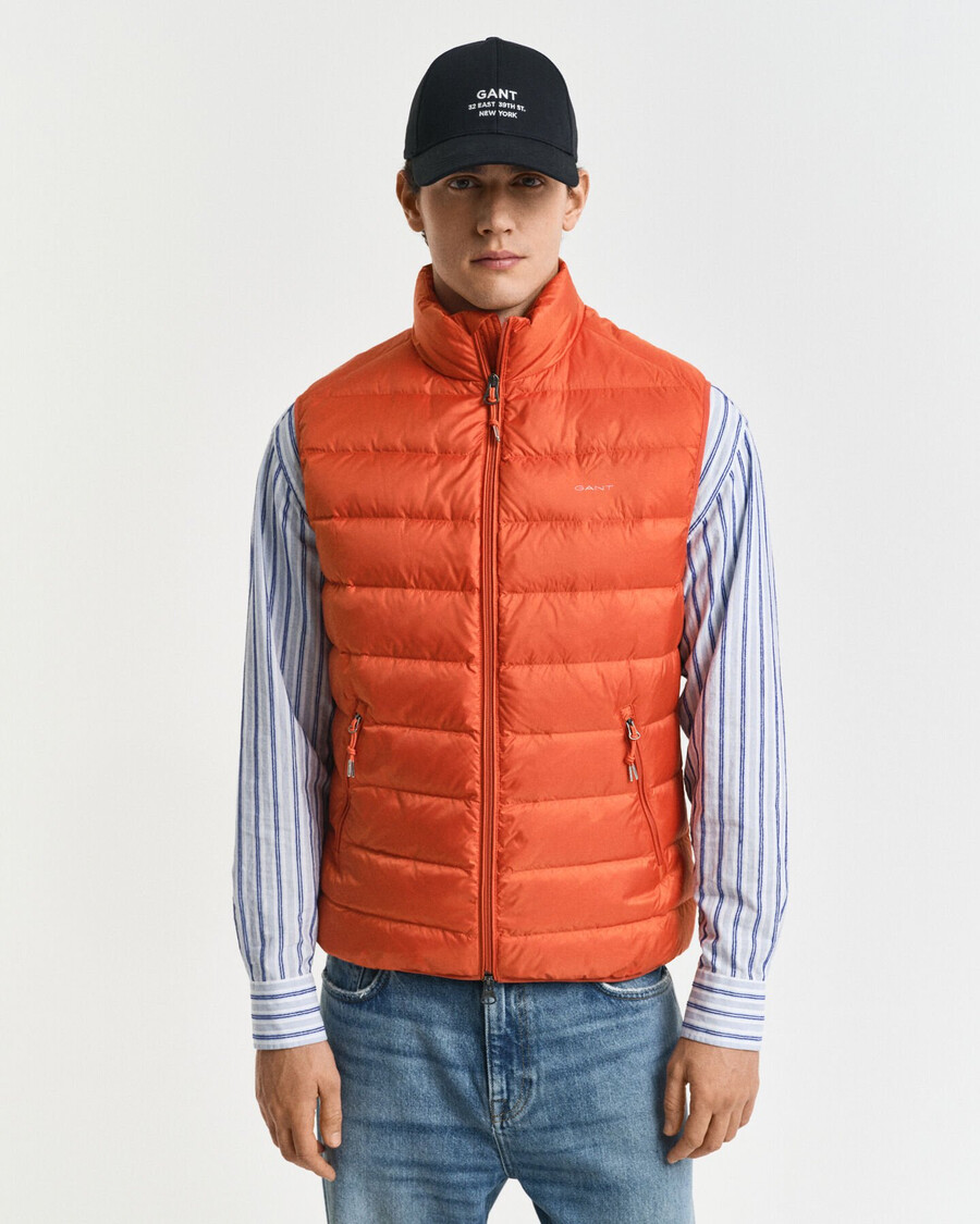 light down vest - deep orange