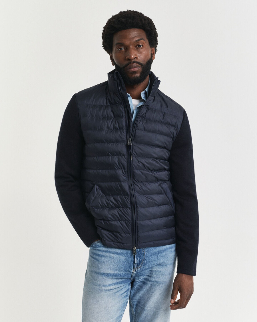 mixed media jacket - evening blue