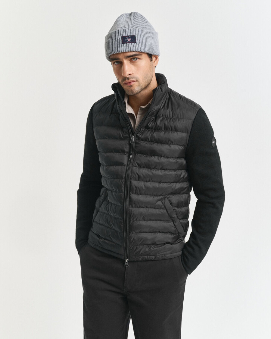 mixed media jacket - black