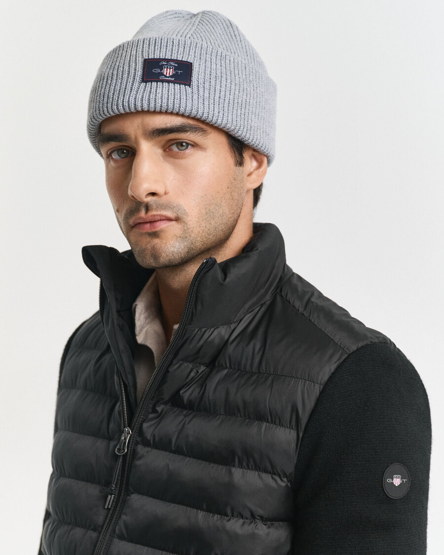 mixed media jacket - black
