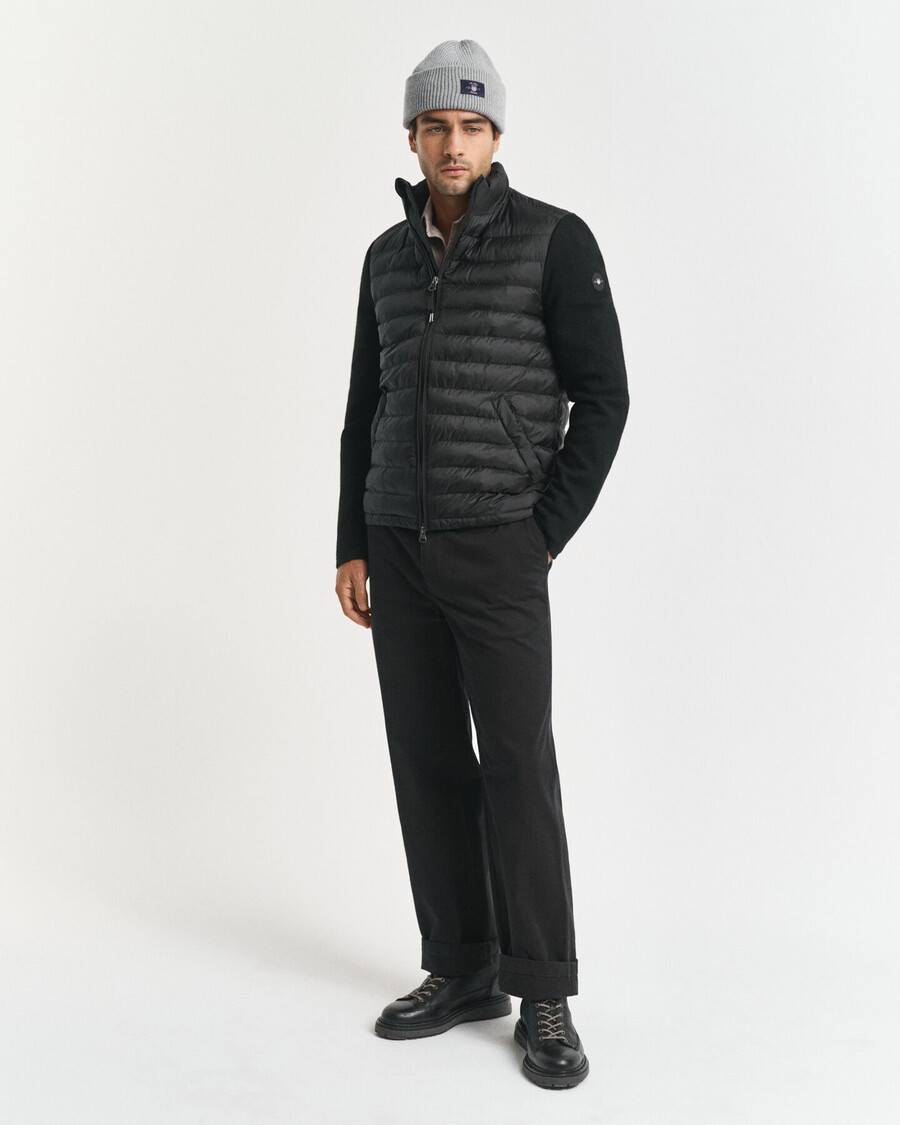 mixed media jacket - black