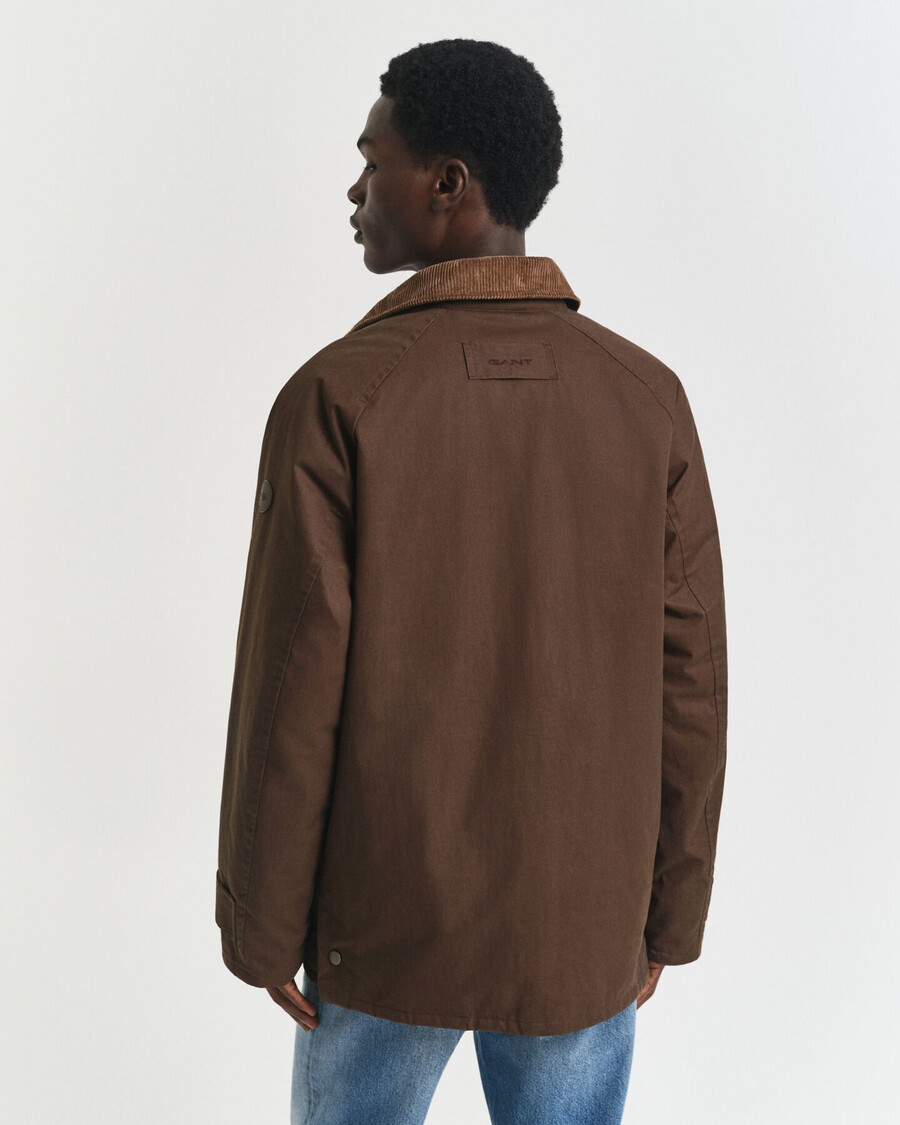 waxed barn jacket - deep brown