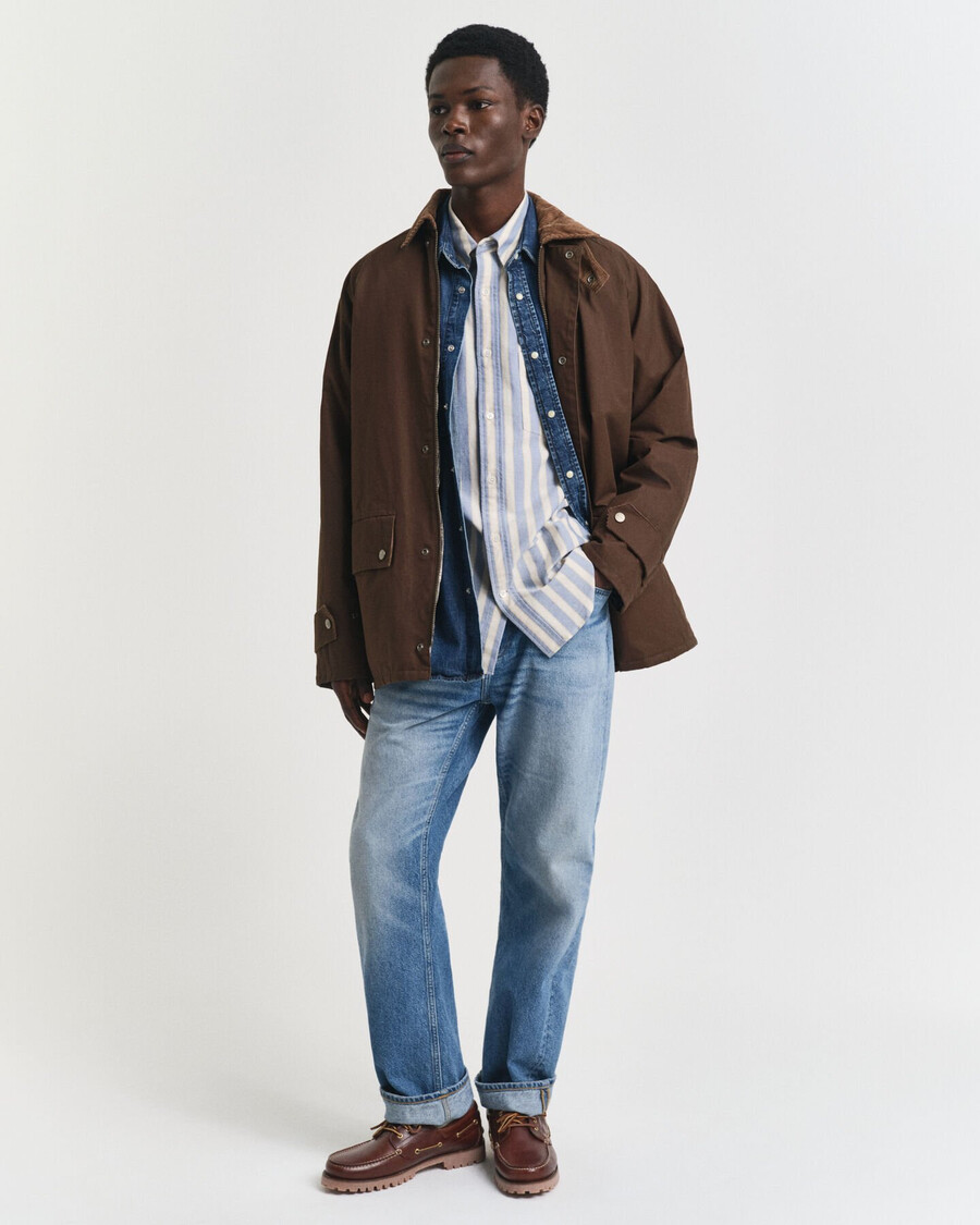 waxed barn jacket - deep brown