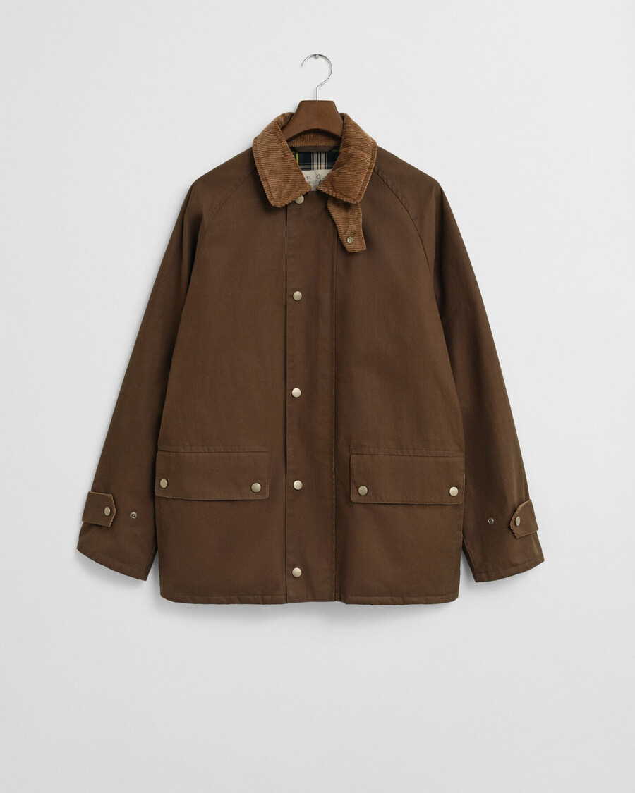 waxed barn jacket - deep brown
