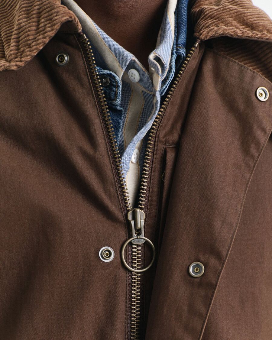 waxed barn jacket - deep brown