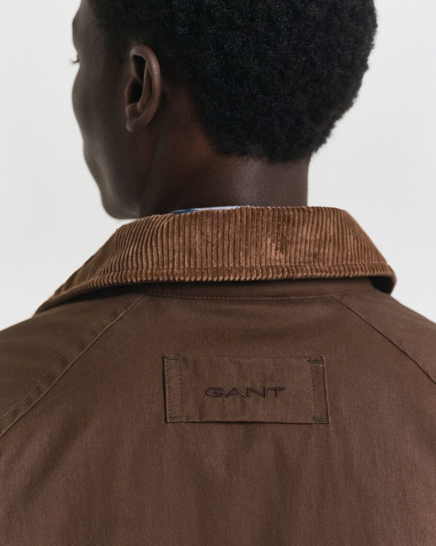 waxed barn jacket - deep brown