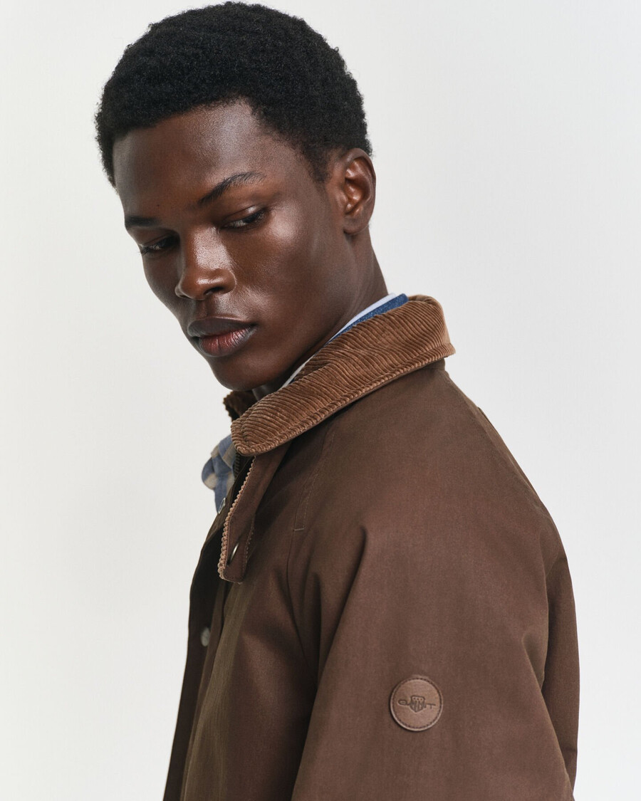 waxed barn jacket - deep brown