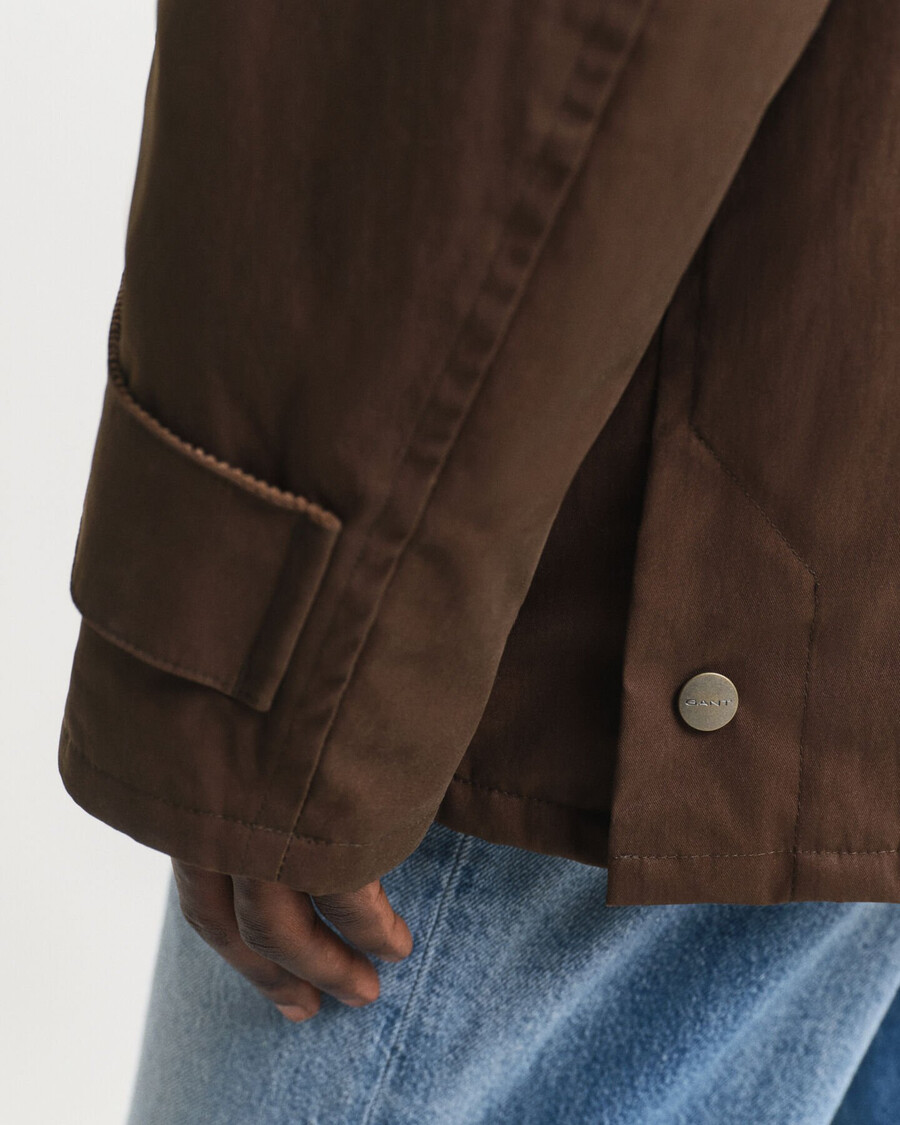 waxed barn jacket - deep brown