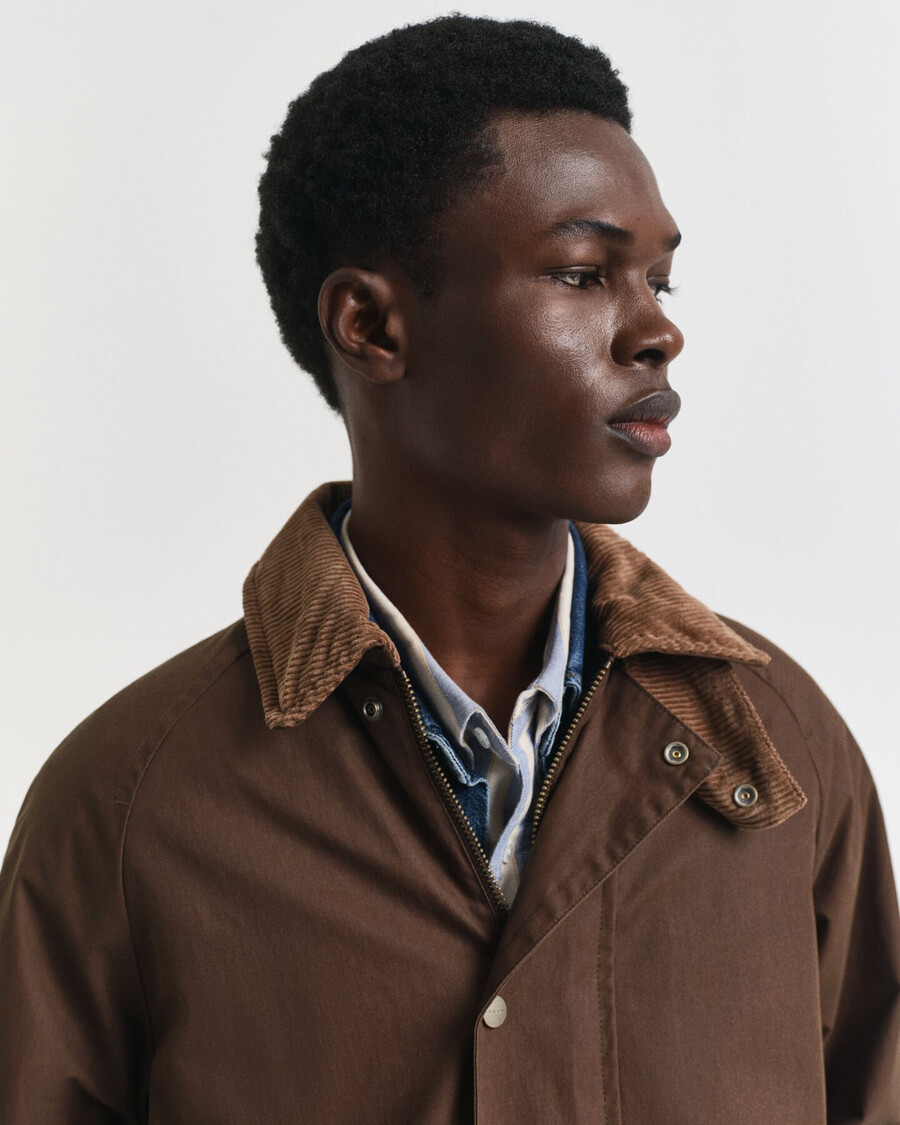 waxed barn jacket - deep brown