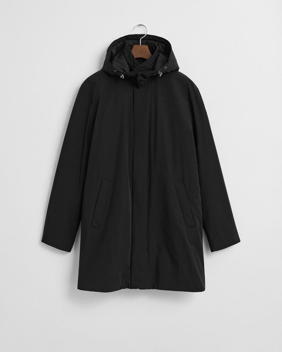 padded car coat - black