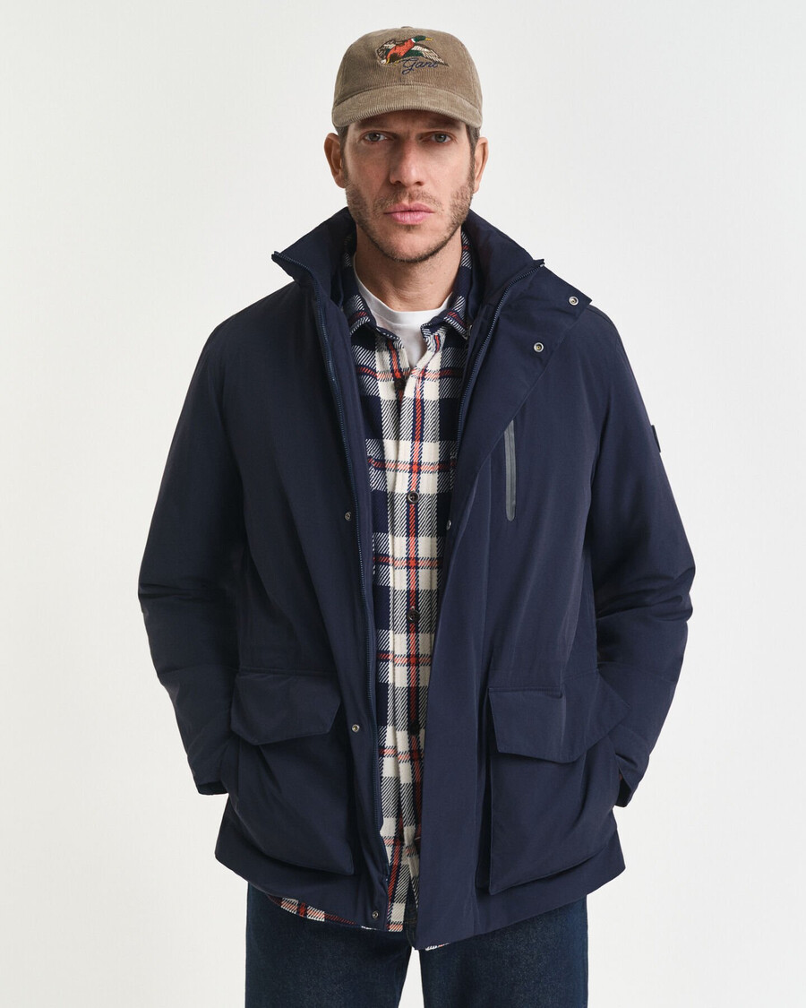 double mid length jacket - evening blue