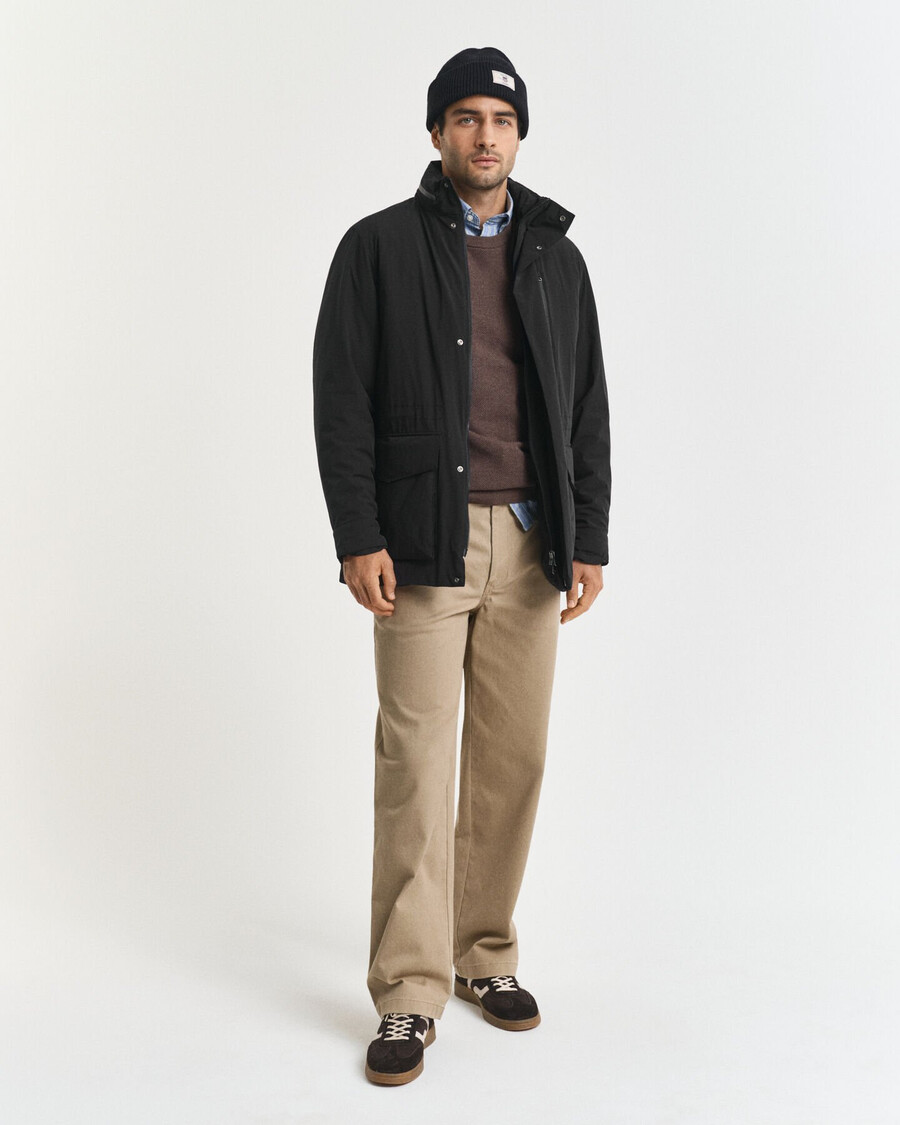 double mid length jacket - black